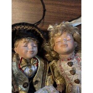 Vintage Cathay Collection Porcelain Dolls Hanging Kissing On Swing  1-5000